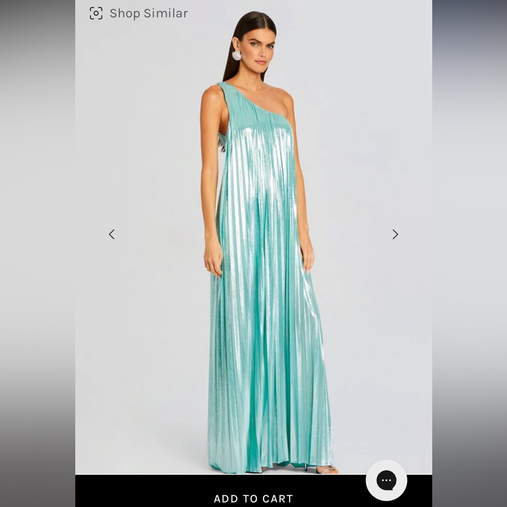 Elegant One-Shoulder Metallic Gown - Picture 2 of 6